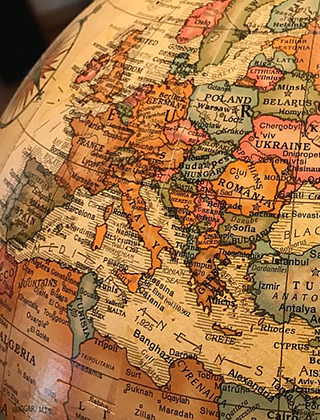 Globe displaying Western Europe